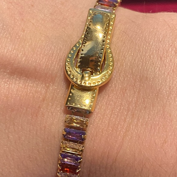 18k Gold Plated Jewel Buckle Bracelet - Picture 2 of 3